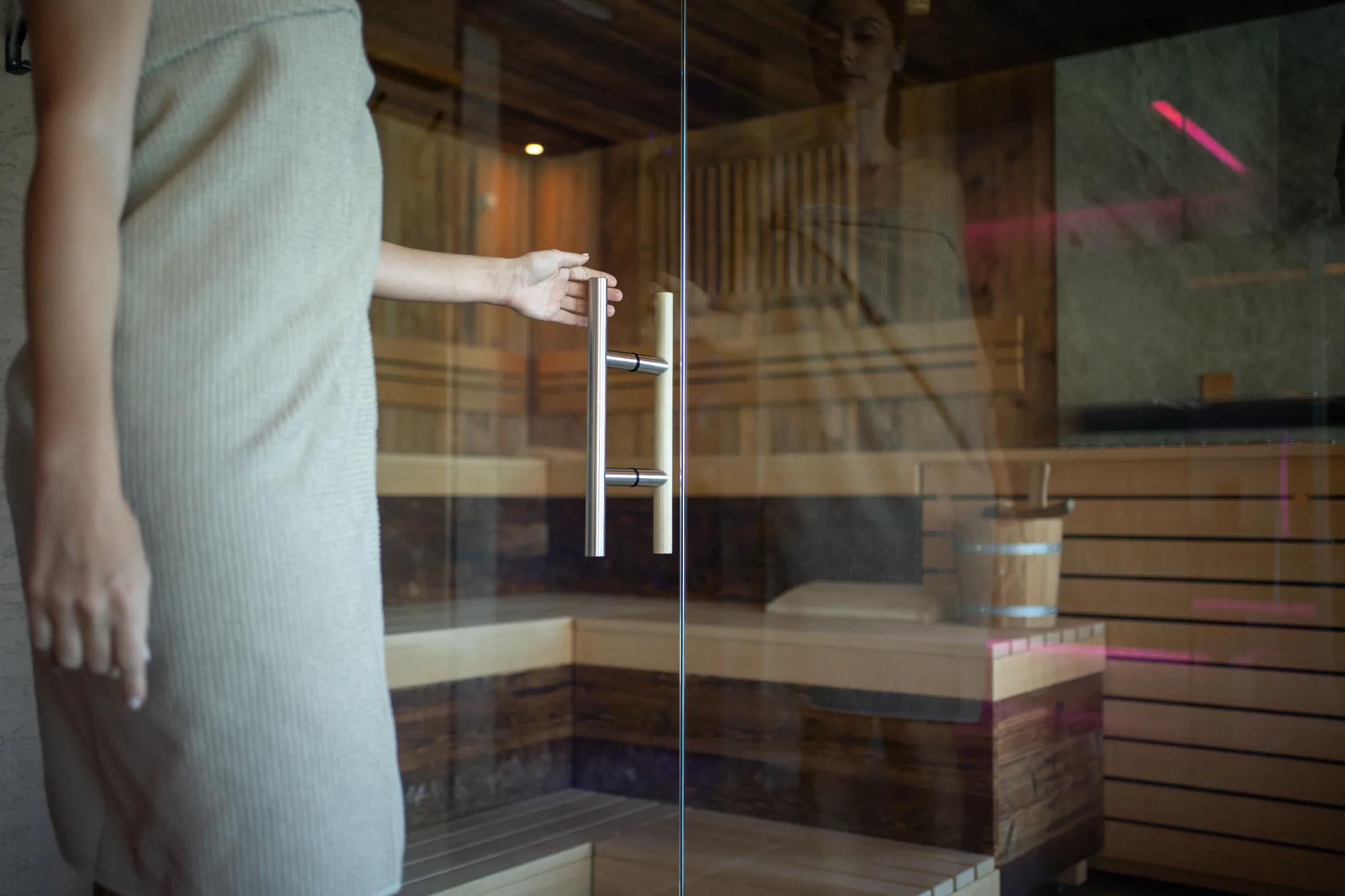 Eintritt in die Sauna